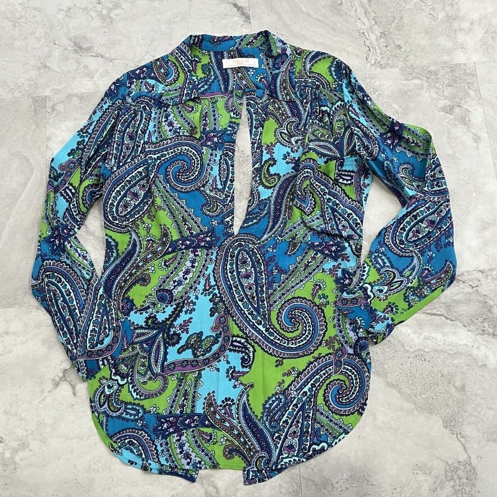 Lucy Love Blue Bright Paisley Swim Suit Coverup Size Small S